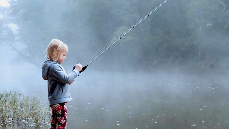A child fishing