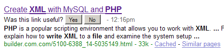 Google asks: Was this link useful?